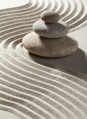 Sticker  onde zen sur sable et galets Trois