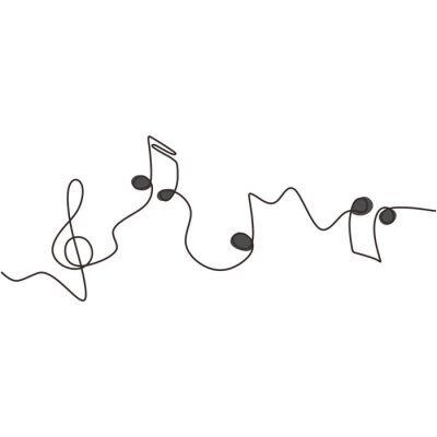 Sticker  one line drawing of music notes isolated vector object continuous simplicity lineart design of sign and symbols.