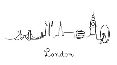 Sticker  One line style London city skyline. Simple modern minimalistic style vector.