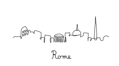 Sticker  One line style Rome city skyline. Simple modern minimaistic style vector.