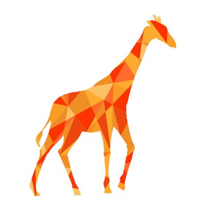 Orange, formes, résumé, girafe. Animal isolé