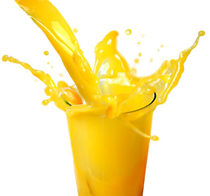 Sticker  Orange splash de jus dans le fond blanc