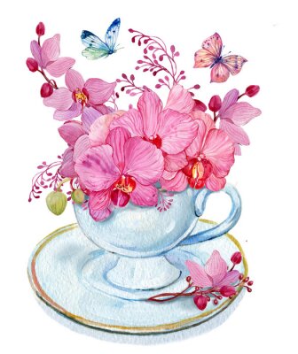 Sticker  Orchidée dans une tasse