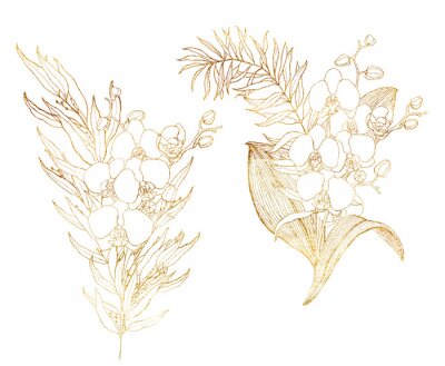 Orchidee gemaakt met een bruine lijn