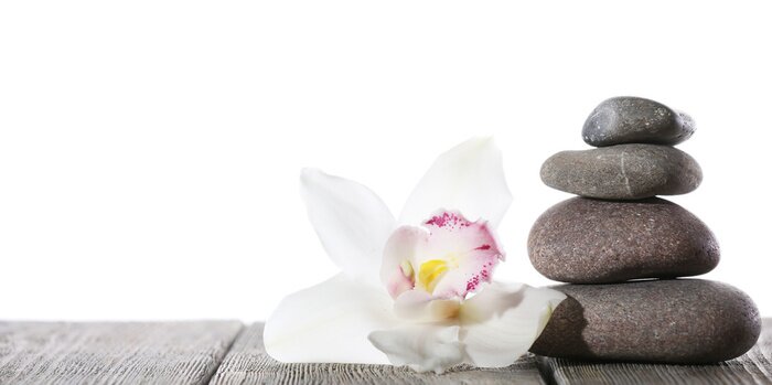 Sticker  Orchidée, pierre et bois