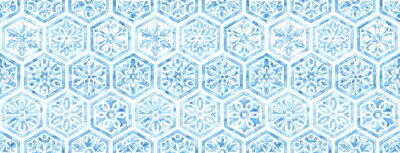 Sticker  Ornement aquarelle marocaine hexagonale