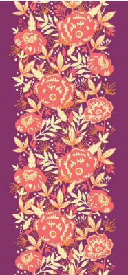Sticker  Ornement avec des fleurs roses