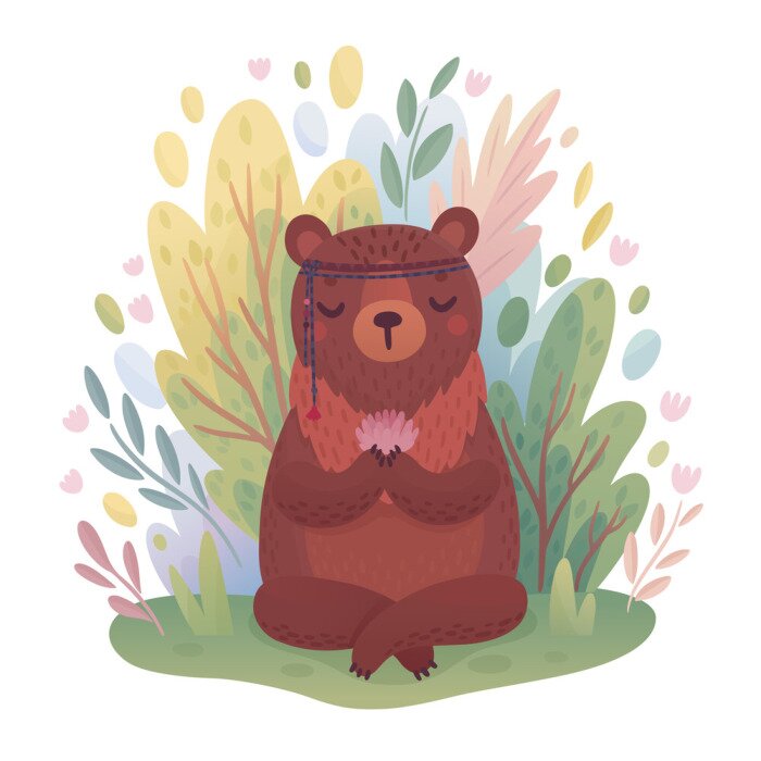Sticker  Ours avec une fleur dans ses pattes et un bandage sur la tête
