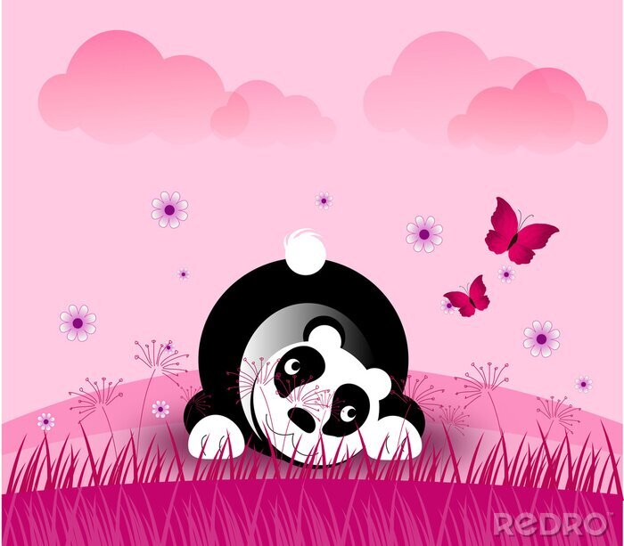 Sticker  Ours panda romantique