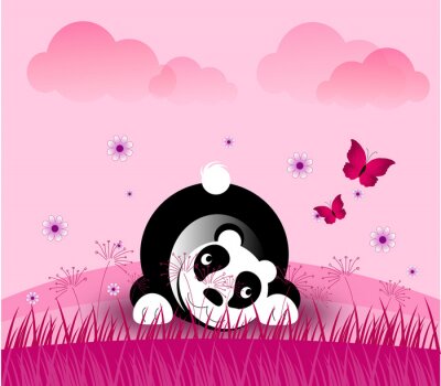 Sticker  Ours panda romantique