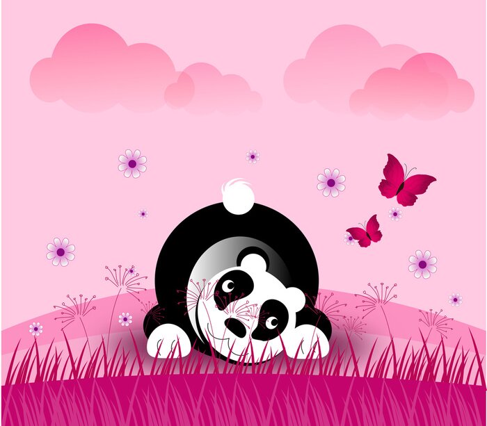 Sticker  Ours panda romantique