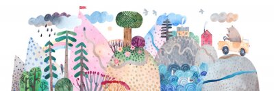 Sticker  Ours voyageant sur des collines