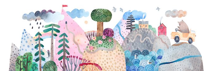 Sticker  Ours voyageant sur des collines