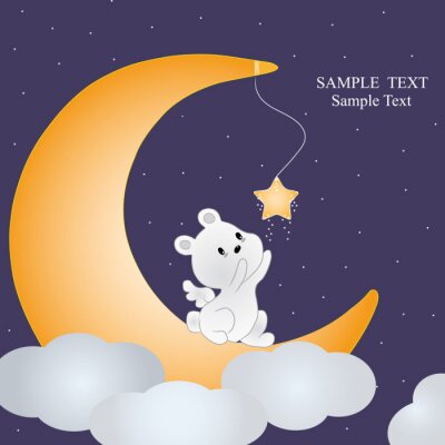 Ourson sur la lune et une étoile
