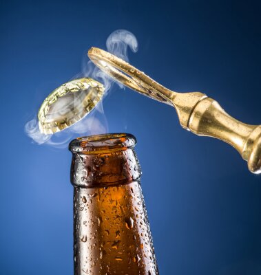 Sticker  Ouverture du bouchon de bière avec la sortie de gaz.