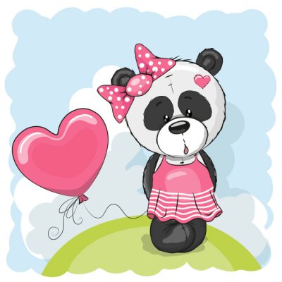 Sticker  Panda avec des ballons