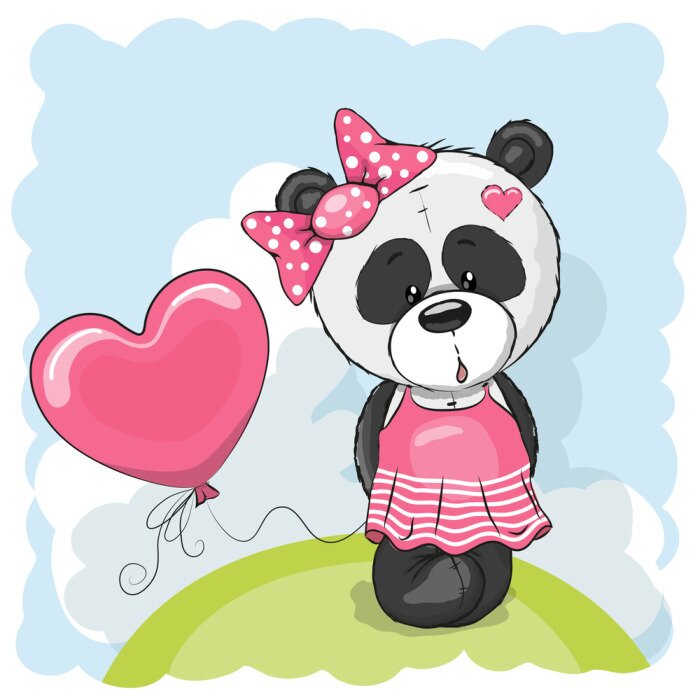 Sticker  Panda avec des ballons