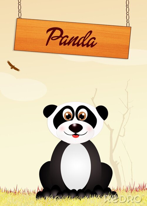 Sticker  Panda dessin avec inscription