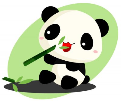 Sticker  Panda mangeant le bambou
