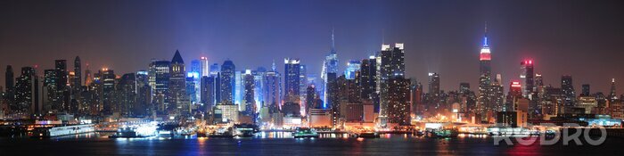 Sticker  Panorama d'une ville de nuit USA 3D