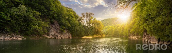 Sticker  Panorama de la rivière au coucher du soleil