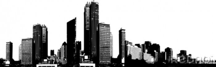 Sticker  Panorama noir et blanc de la métropole moderne