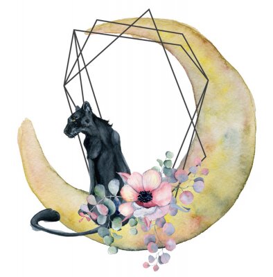 Sticker  Panthère sauvage sur la lune