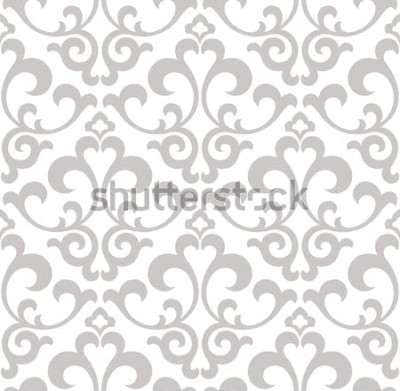 Sticker  Papier peint dans le style baroque. Un fond vectorielle continue. Texture grise et blanche. Ornement floral Motif graphique vectoriel