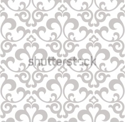 Sticker  Papier peint dans le style baroque. Un fond vectorielle continue. Texture grise et blanche. Ornement floral Motif graphique vectoriel