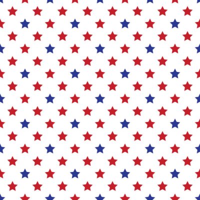 Sticker  Papier peint sans couture de l'armée ou du 4 juillet. Fond patriotique de Seamfree Americana. Etoiles rouge, blanche et bleue.