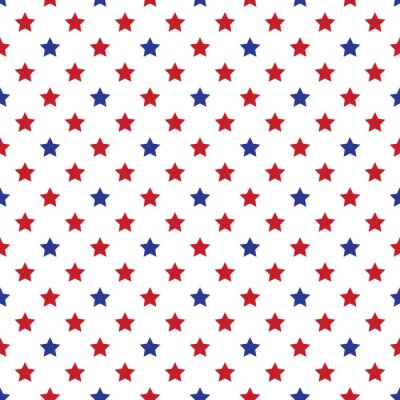 Sticker  Papier peint sans couture de l'armée ou du 4 juillet. Fond patriotique de Seamfree Americana. Etoiles rouge, blanche et bleue.