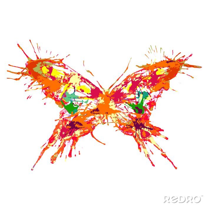 Sticker  Papillon abstrait orange