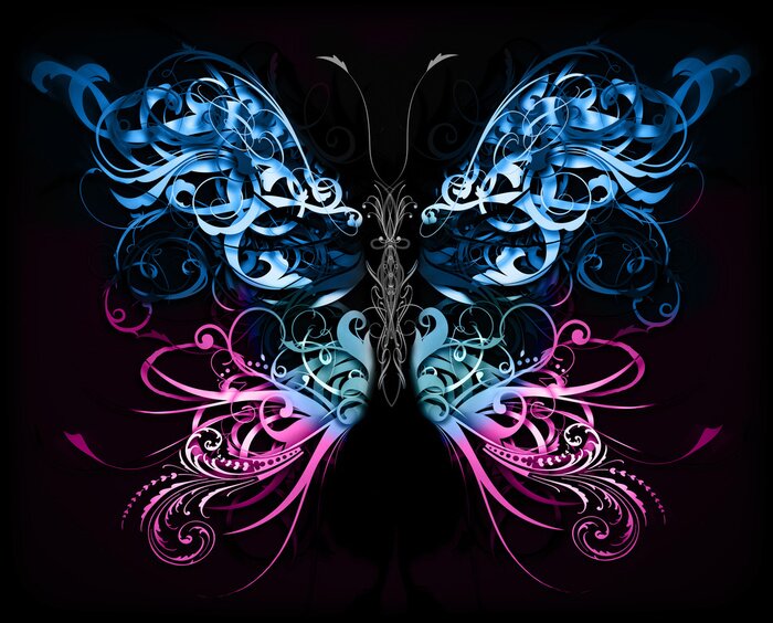 Sticker  Papillon abstrait sur fond noir