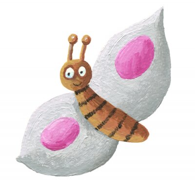 Sticker  Papillon aux ailes blanches à pois