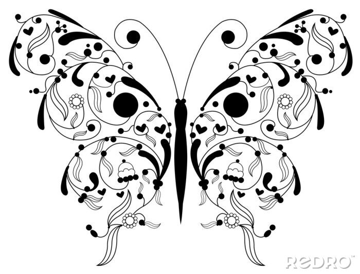 Sticker  Papillon aux ailes de fleurs