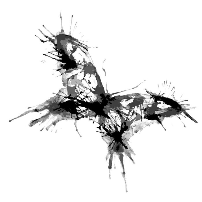 Sticker  Papillon noir et blanc