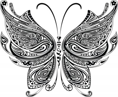 Sticker  Papillon ornemental noir et blanc