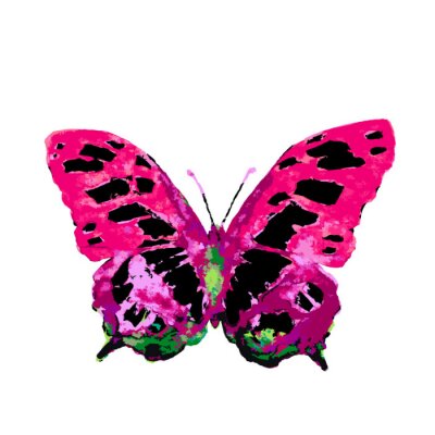 Sticker  Papillon rouge peint à la main