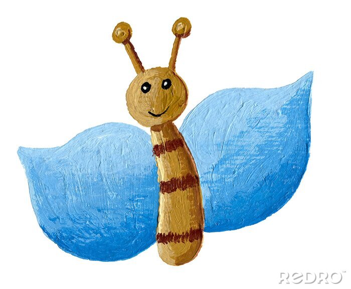 Sticker  Papillon souriant aux ailes bleues