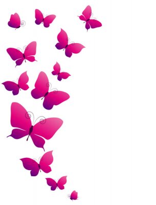 papillons 3d de couleur rose