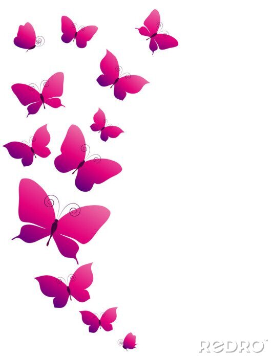 Sticker  papillons 3d de couleur rose