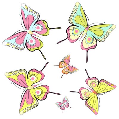 Papillons colorés petits et grands