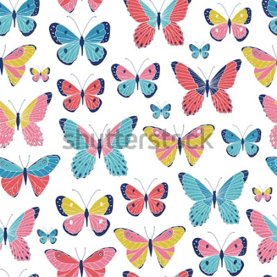 Sticker  Papillons sur fond blanc
