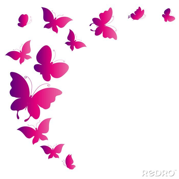 Sticker  Papillons variés couleur unie