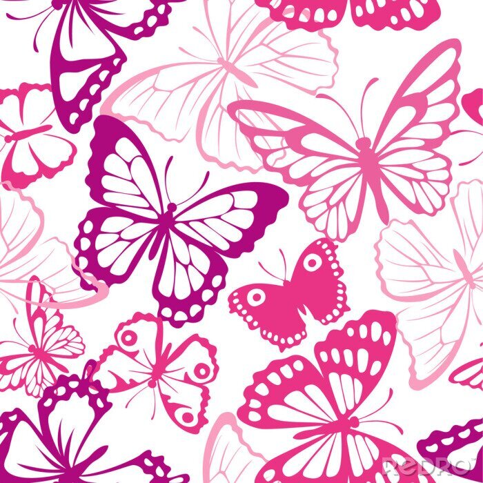 Sticker  Papillons variés roses
