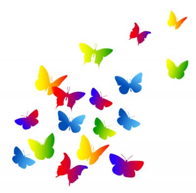 Sticker  Papillons verts jaunes et rouges