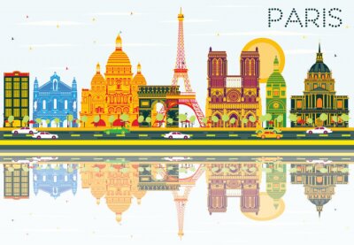 Sticker  Paris, ciel, couleur, bâtiments, bleu, ciel, reflets