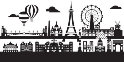 Sticker  Paris City Skyline vector 5