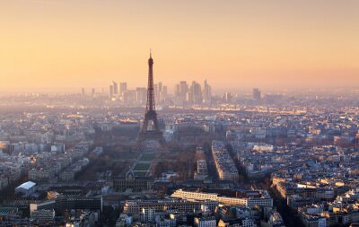 Paris d'en haut au coucher du soleil