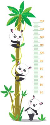 Sticker  paroi du compteur avec palmier et trois pandas drôles